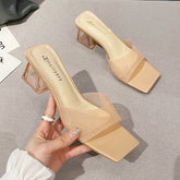 Tacones medios transparentes de verano para mujer cómodos